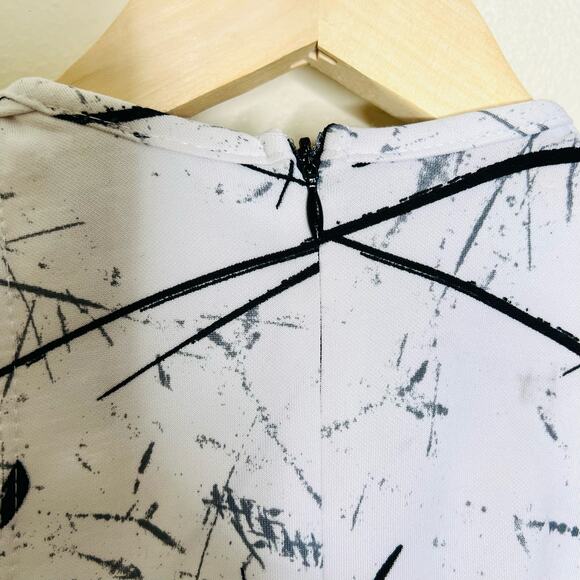 NEW Y Yigal x Design Lab Sheath Dress 2 XS Black White Mini Peplum High Neck - Picture 7 of 13